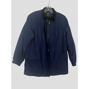 GALLERY Petite Women Navy Blue Full Zip Jacket‎ Collar Lined Size Medium